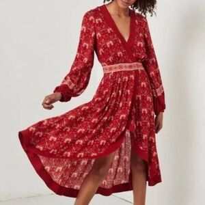 Spell and the Gypsy Collective Jewel Soiree Midi Dress Copper Red Size M Boho